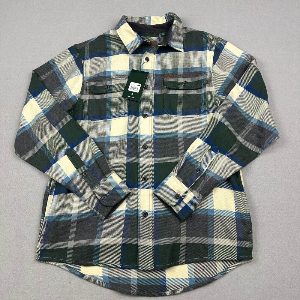 Orvis Shirt Men Medium Green Plaid Long Sleeve Button Up Flannel Shacket M